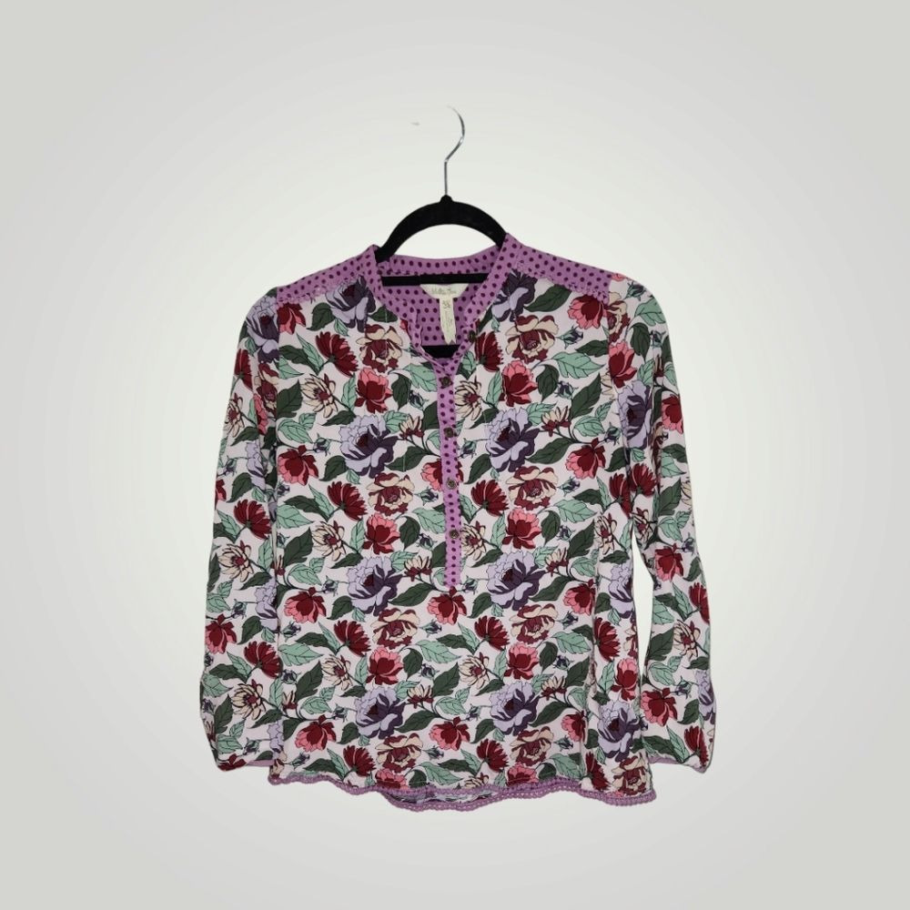Matilda Jane MJ Women’s XS Purple Floral Long Sleeve Cute Top Blouse Shirt